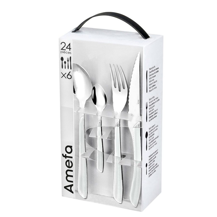 Arts De La Table Fabrique De Styles Menageres | Menagere 24 Pieces En Acier Blanc - Eclat