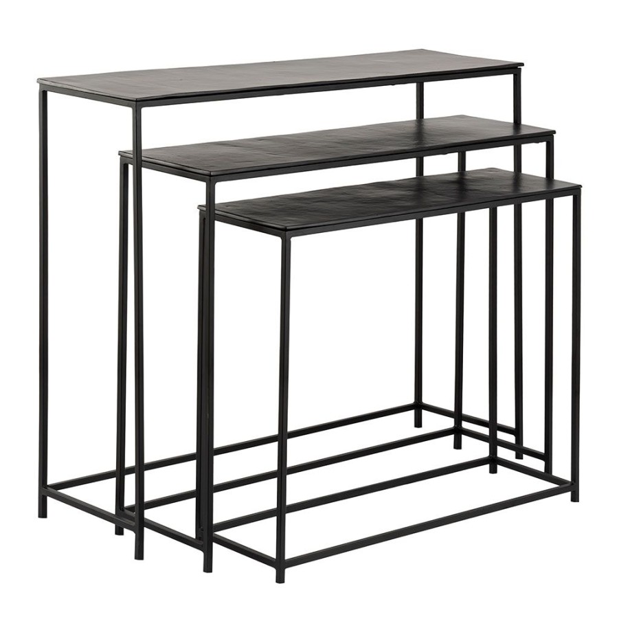 Meubles Fabrique De Styles Consoles | Console Gigogne (X3) En Fer Noir - Felia