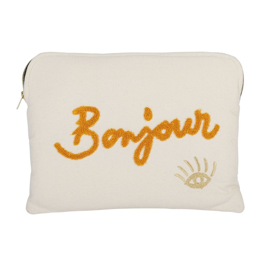 Accessoires Et Loisirs Fabrique De Styles Sacs Et Pochettes | Housse Pc 14P Bonjour Amore Blanc 36X28Cm Coton