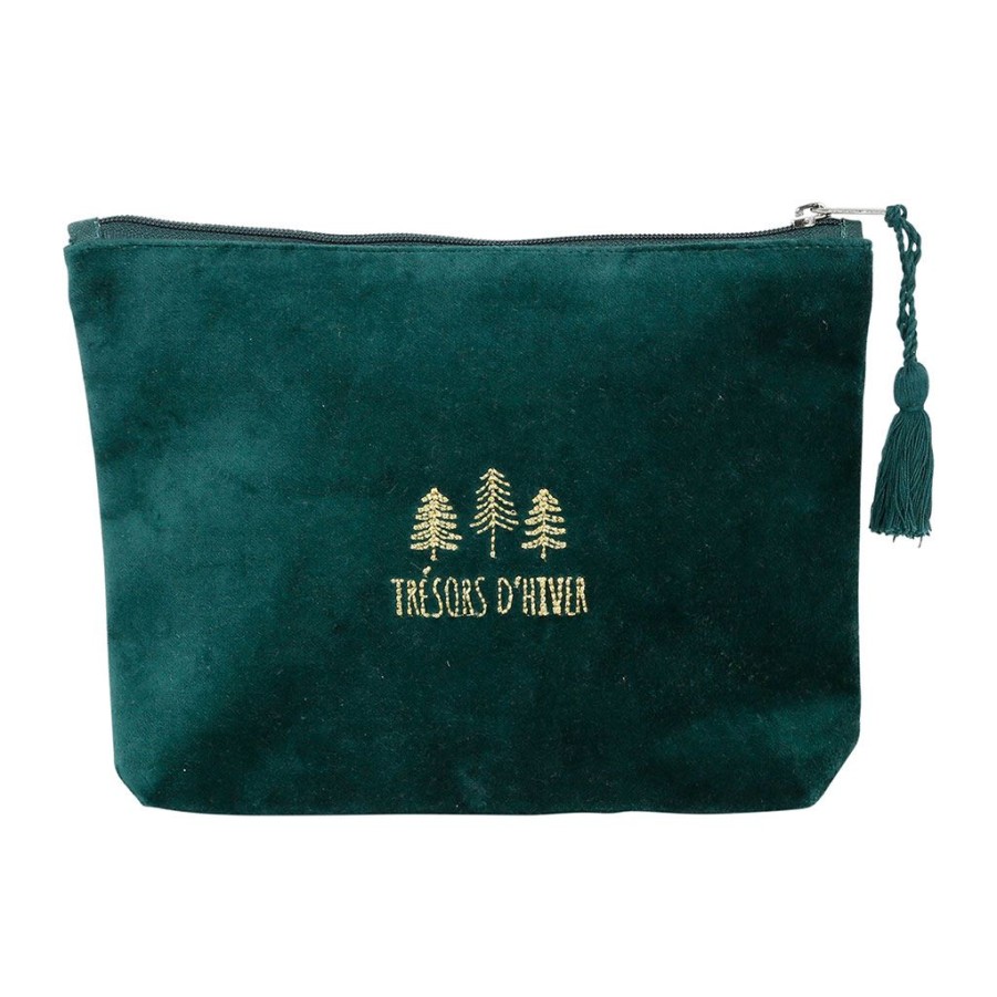 Accessoires Et Loisirs Fabrique De Styles Sacs Et Pochettes | Pochette En Coton Vert Fonce - Mon-Sapin