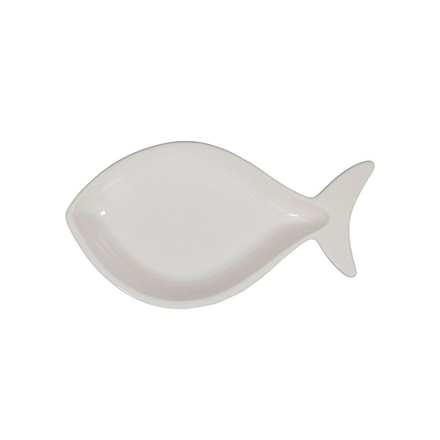 Arts De La Table Fabrique De Styles Plats Et Saladiers | Plat Poisson En Faience Blanc 34X18Cm - Darcy