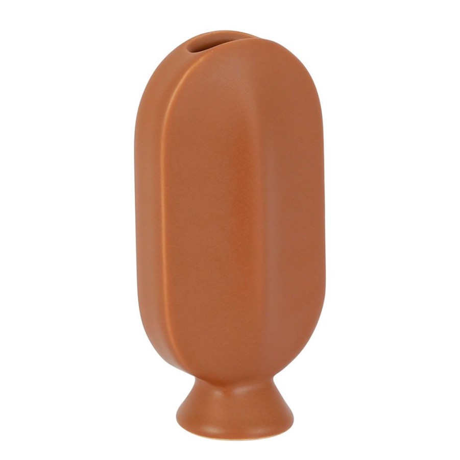 Deco Fabrique De Styles Vases Et Soliflores | Vase Face Terracotta 9X5.5Xh17.5Cm Gres