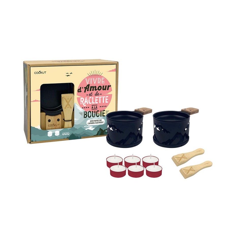 Arts De La Table Fabrique De Styles Plats Et Appareils De Cuisson | Coffret Raclette A La Bougie Pour 2 Noir - Montagne