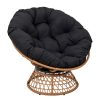 Jardin Fabrique De Styles Chaises&Fauteuils | Fauteuil D'Exterieur Papasan En Rotin Avec Coussin Noir - Cancun