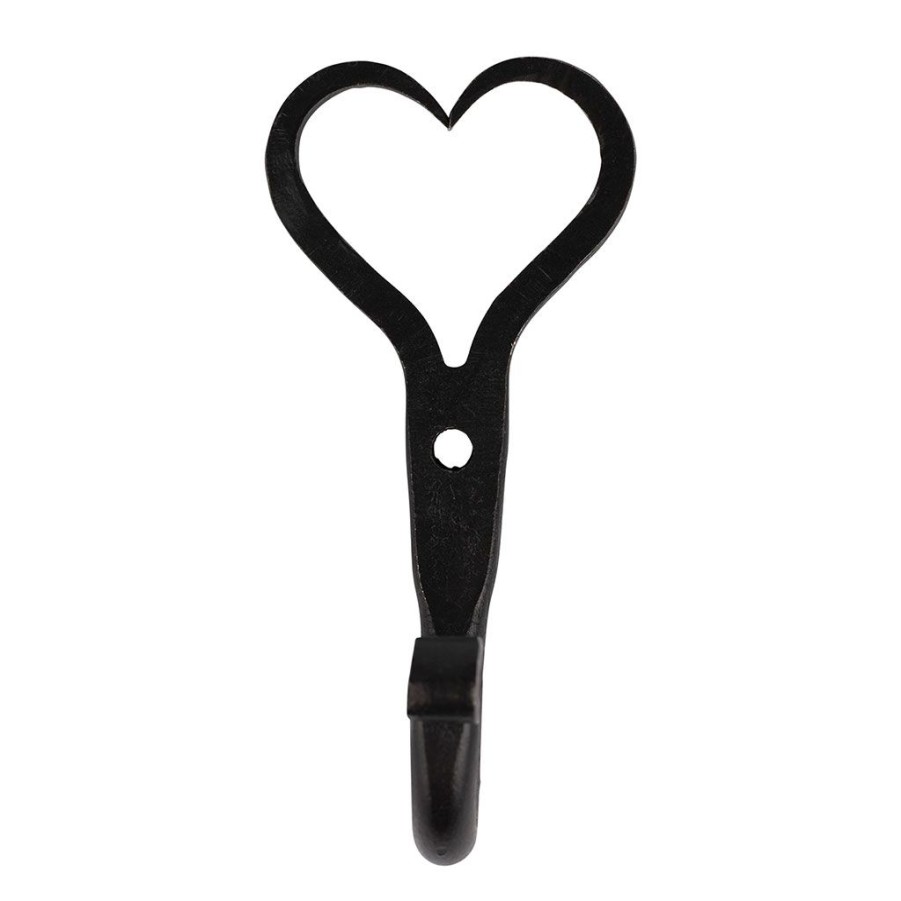 Deco Fabrique De Styles Pateres | Crocher Coeur En Fer Noir - Coeur