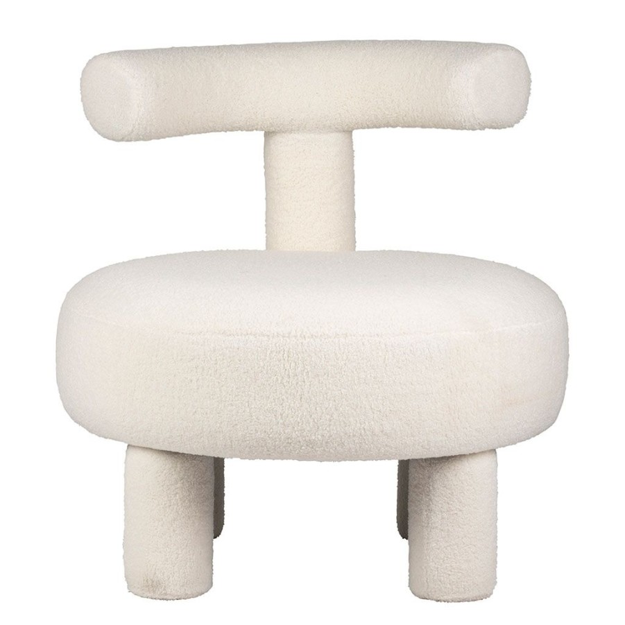 Meubles Fabrique De Styles Fauteuils | Fauteuil Bouclette Et Pin Ecru - Organic