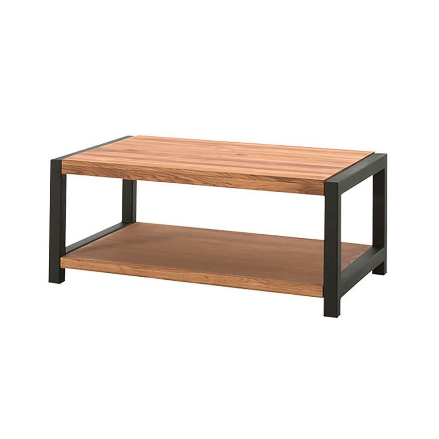 Meubles Fabrique De Styles Table Basses | Table Basse Double Plateau En Chene Massif L110Cm - Catane