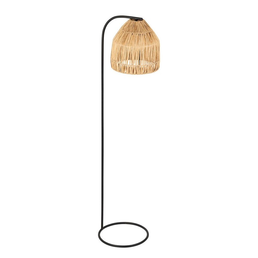 Luminaires Fabrique De Styles | Lampadaire En Raphia Et Fer Noir H130Cm - Tulum