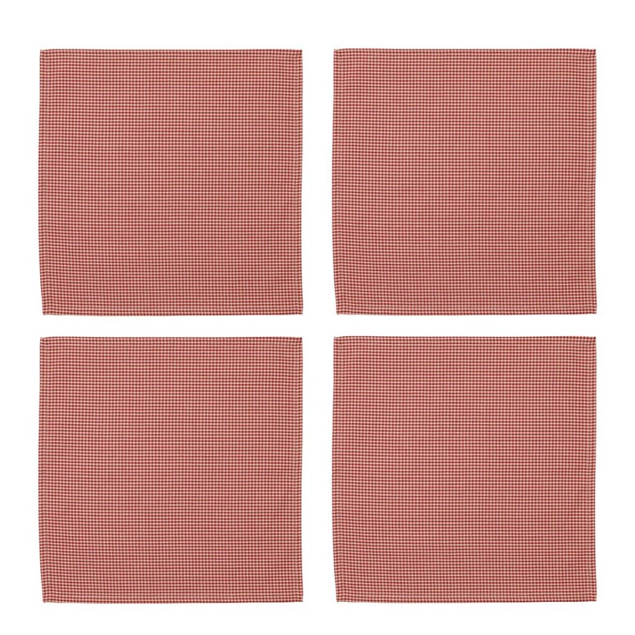 Textiles Fabrique De Styles Serviettes De Table | Set De 4 Serviettes Campagne Rouge En Coton