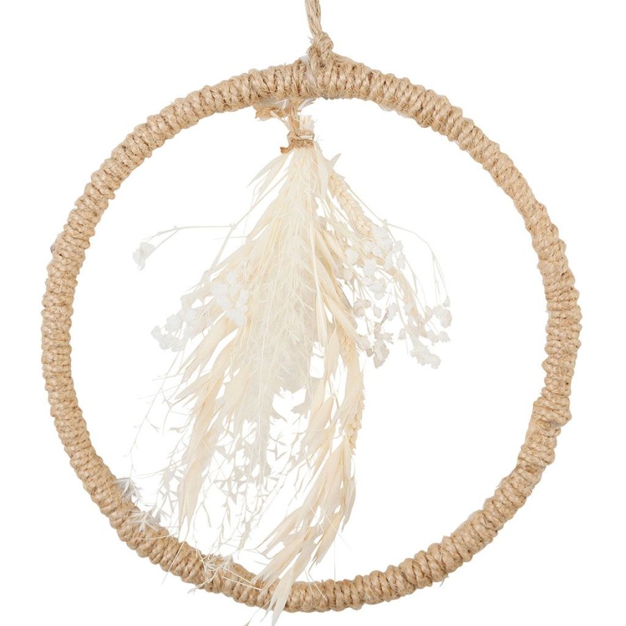 Deco Fabrique De Styles Deco A Suspendre Et Adhesive | Deco Suspendre Limonium Naturel D16.5Cm En Fleurs Sechees Et Jute