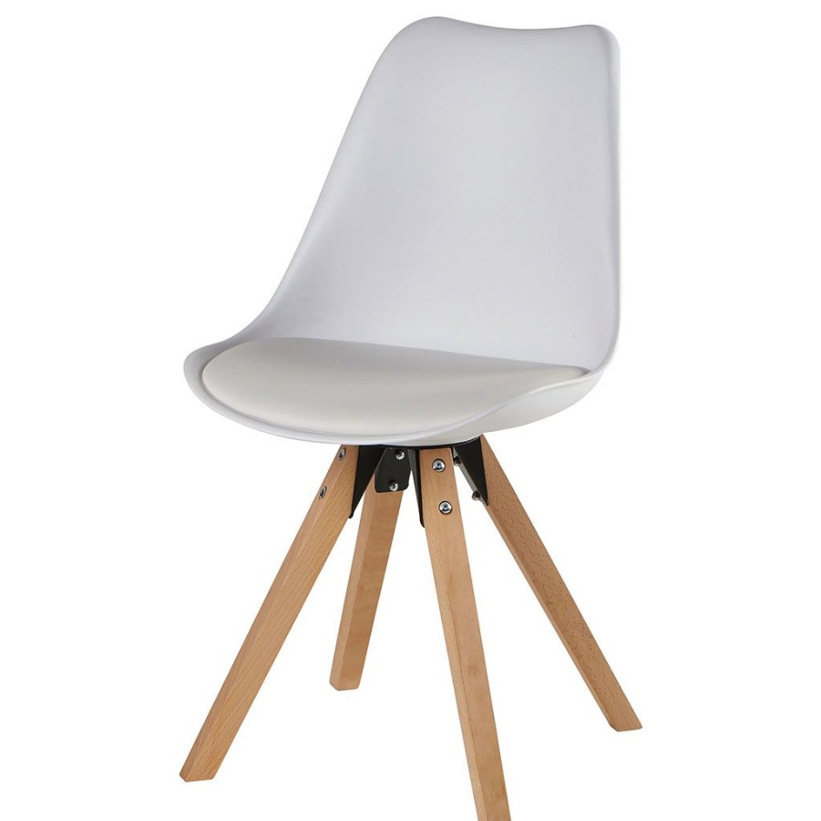 Meubles Fabrique De Styles Chaises | Chaise Salle A Manger En Bois Naturel Et Blanc - Leonce