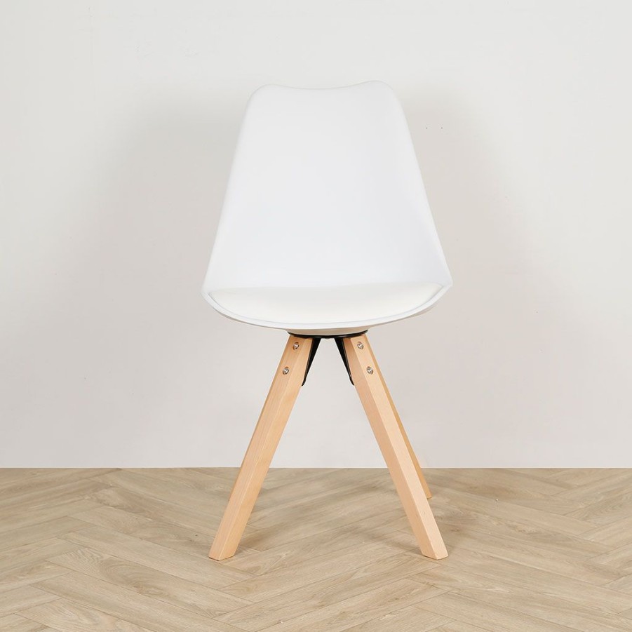 Meubles Fabrique De Styles Chaises | Chaise Salle A Manger En Bois Naturel Et Blanc - Leonce