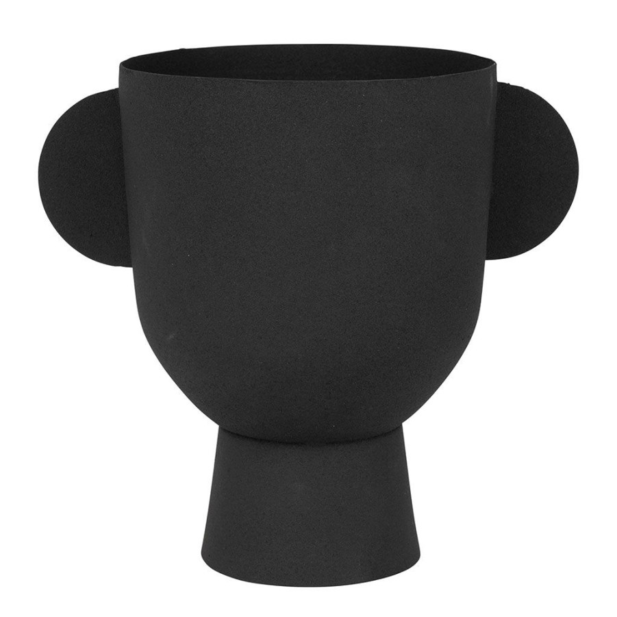 Deco Fabrique De Styles Vases Et Soliflores | Vase Pour Fleur Sechee En Fer Noir - Terre Brulee