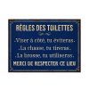 Deco Fabrique De Styles Deco A Suspendre Et Adhesive | Plaque En Metal "Regles Des Toilettes"