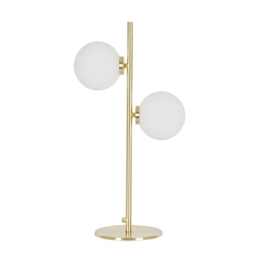 Luminaires Fabrique De Styles | Lampe 2 Globes En Verre Opaline Dore - Edmond