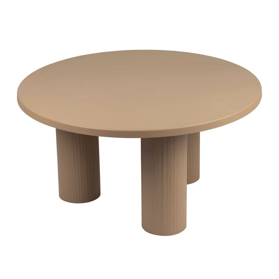 Meubles Fabrique De Styles Table Basses | Table Basse Ronde 3 Pieds En Fer Beige D70Xh35Cm - Organic