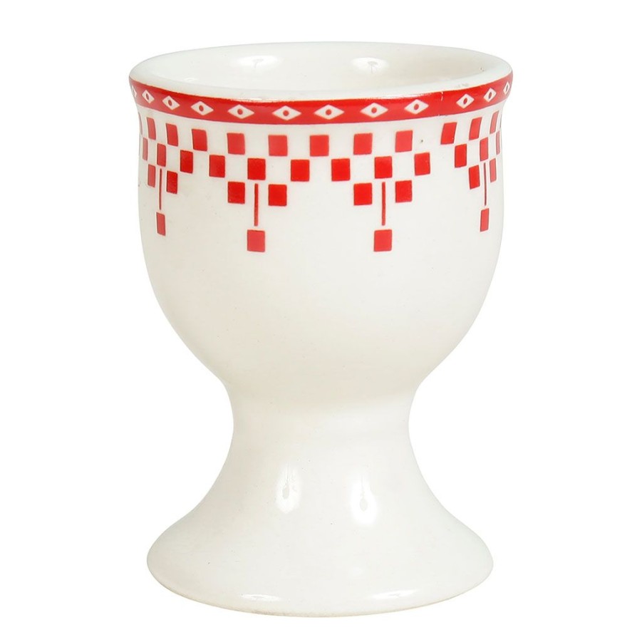 Arts De La Table Fabrique De Styles Accessoires De Table | Coquetier Damier Rouge En Faience