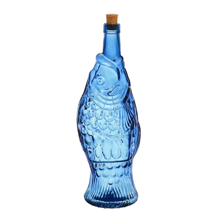 Arts De La Table Fabrique De Styles Carafes Et Pichets | Bouteille Poisson Bleu 1.1L En Verre Recycle