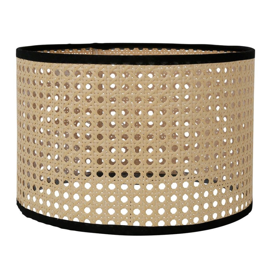 Luminaires Fabrique De Styles | Abat Jour En Canage D28Cm Naturel Et Noir - Solor