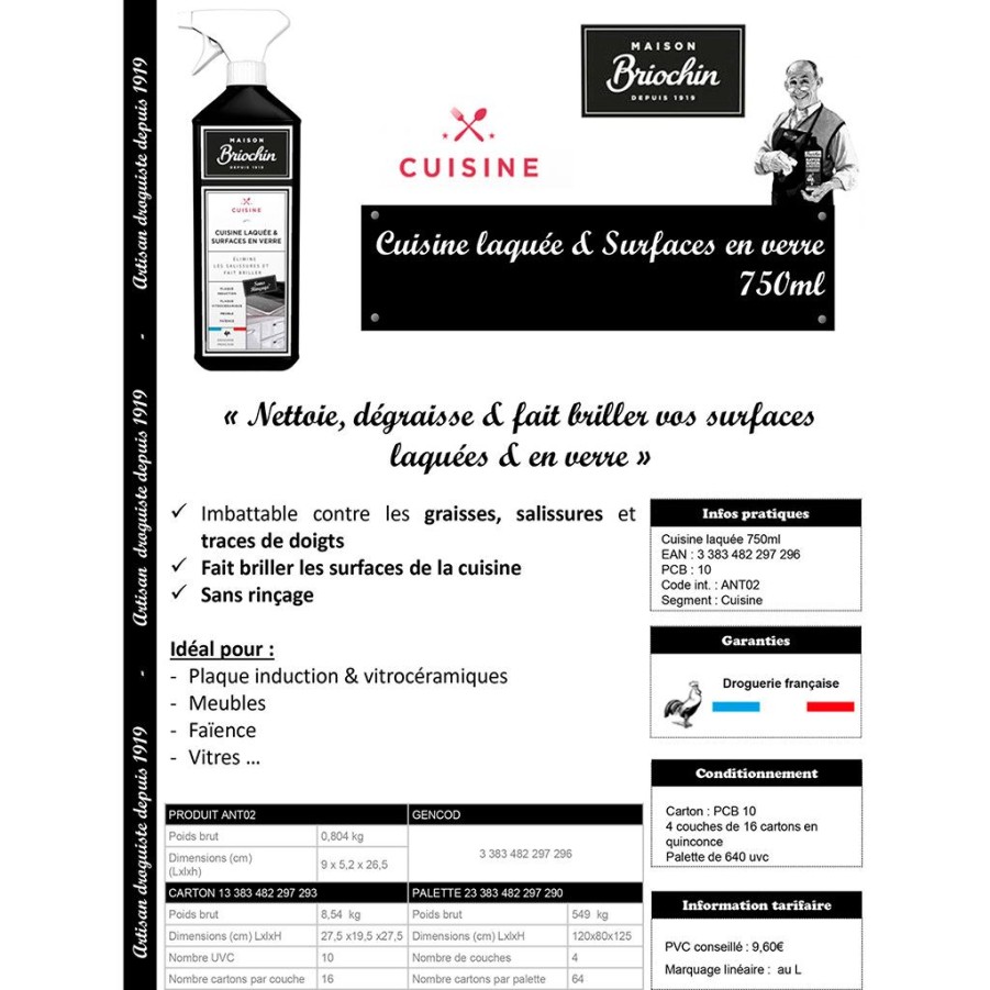 Droguerie Fabrique De Styles Produits Menagers | Produit D'Entretien-Cuisine Laquee Et Surfaces En Verre 750Ml