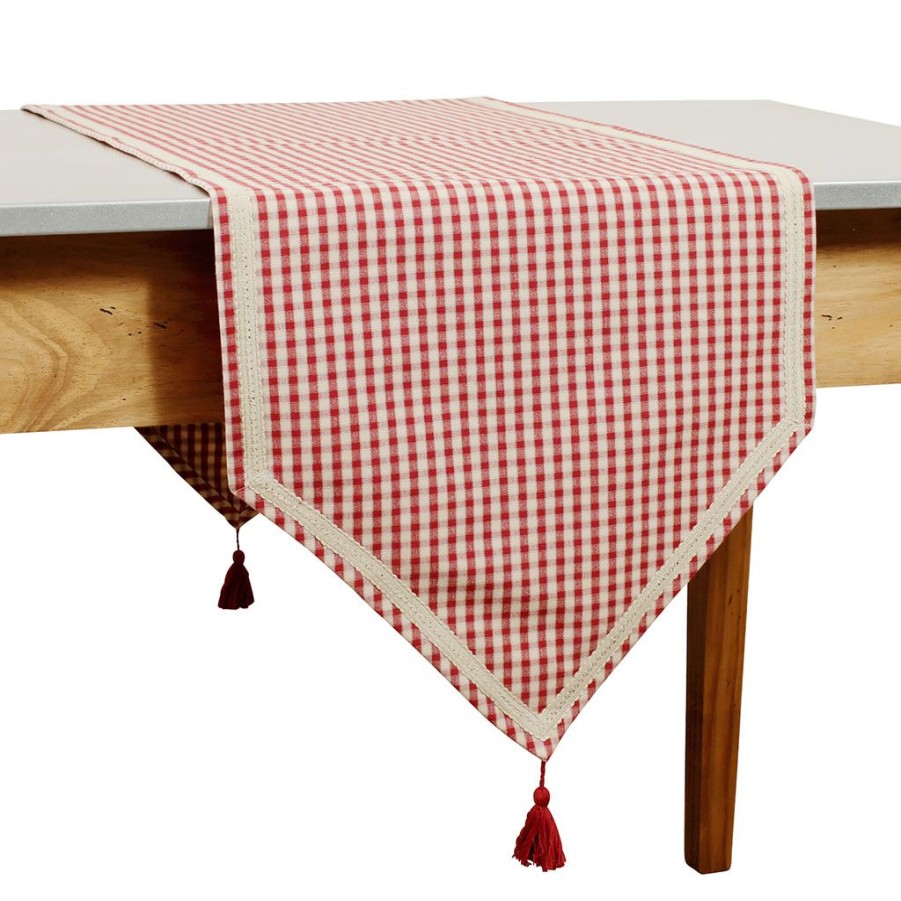 Textiles Fabrique De Styles Chemins De Table | Chemin De Table Mami-Car Rouge En Coton