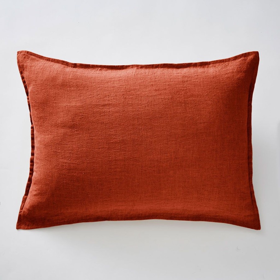 Textiles Fabrique De Styles Taies Et Traversins | Taie D'Oreiller En Lin Lave Paprika 50X70Cm - Soline