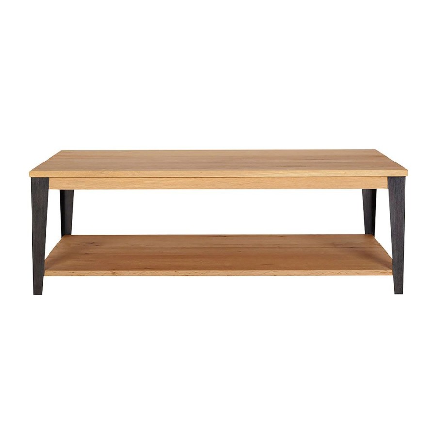 Meubles Fabrique De Styles Table Basses | Table Basse En Chene Massif Et Pieds Acier L120Cm - Manny