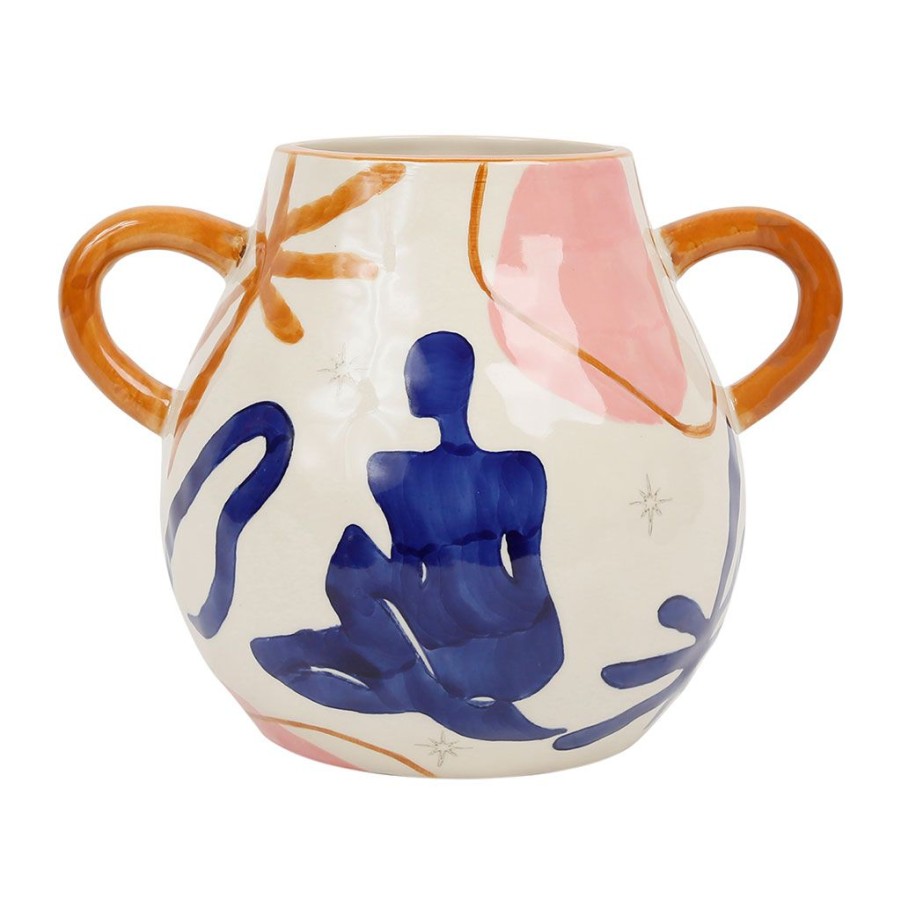 Deco Fabrique De Styles Vases Et Soliflores | Vase Visionnary Indigo Et Terracotta 25X16Xh20Cm En Gres