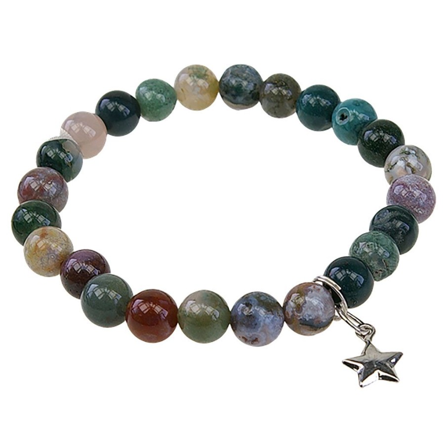 Accessoires Et Loisirs Fabrique De Styles Bijoux Fantaisie | Bracelet Agate Multicolore Perles Rondes 8Mm Et Etoile