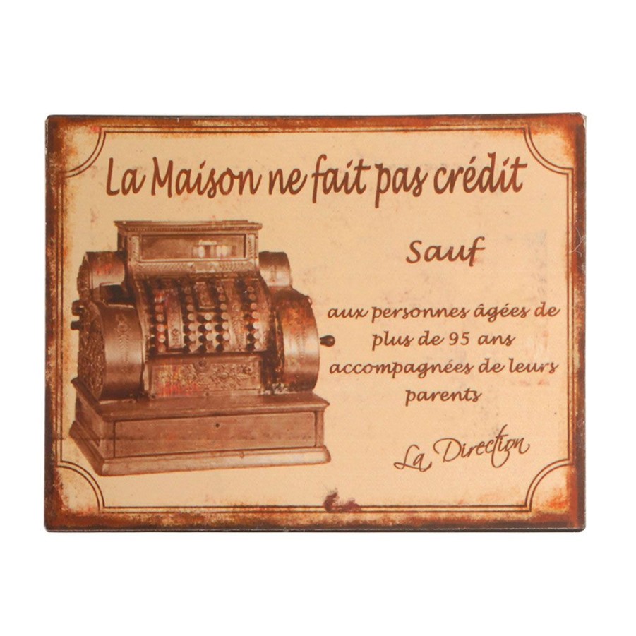 Deco Fabrique De Styles Deco A Suspendre Et Adhesive | Plaque "Credit" 20X15Cm