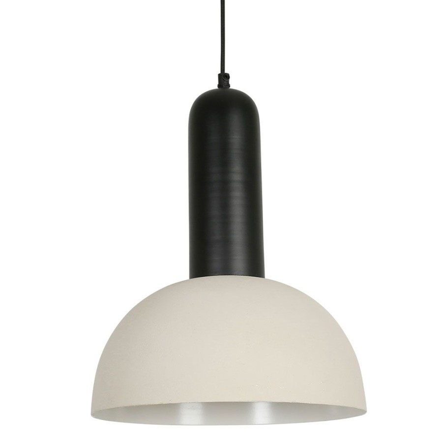 Luminaires Fabrique De Styles | Suspension En Fer D30Xh36Cm Noir Et Ecru - Arty