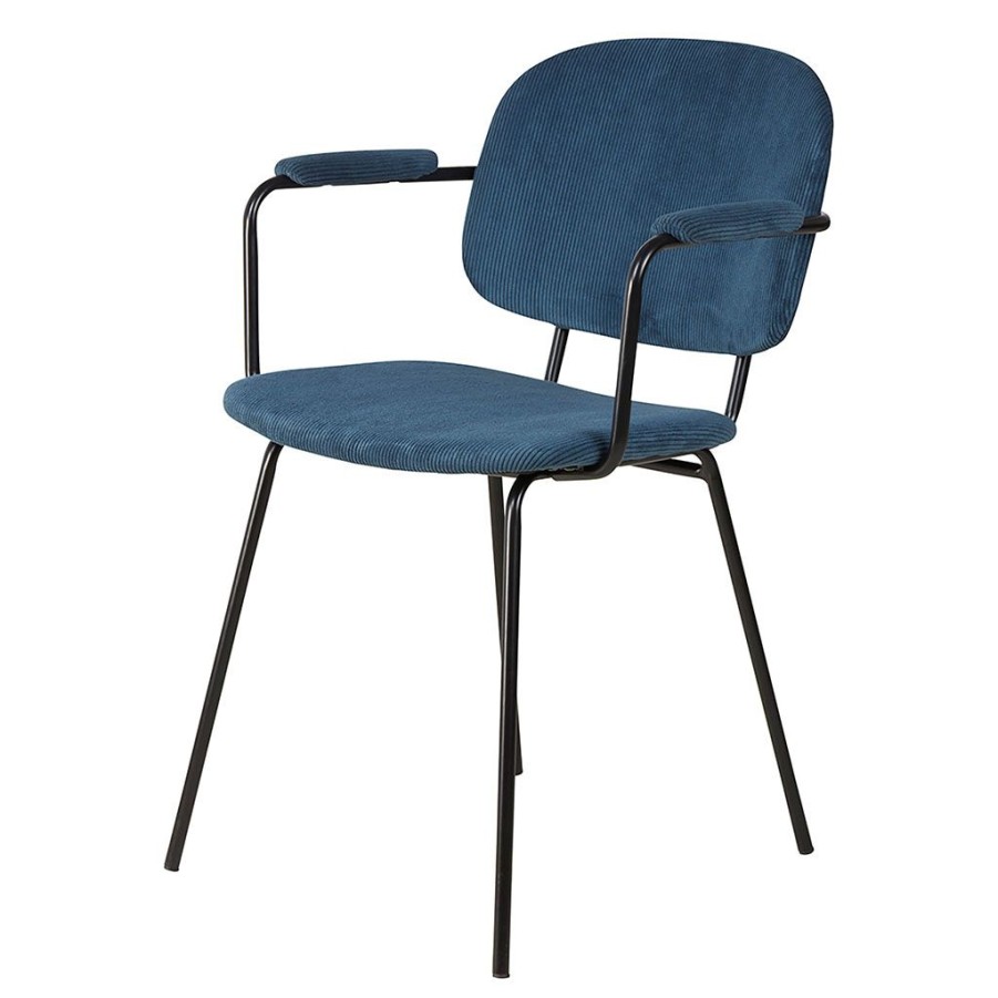 Meubles Fabrique De Styles Chaises | Fauteuil En Velours Cotele Bleu Fonce - Aston