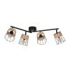 Luminaires Fabrique De Styles | Spot En Metal Et Rotin L66Cm Noir Mat - Indah