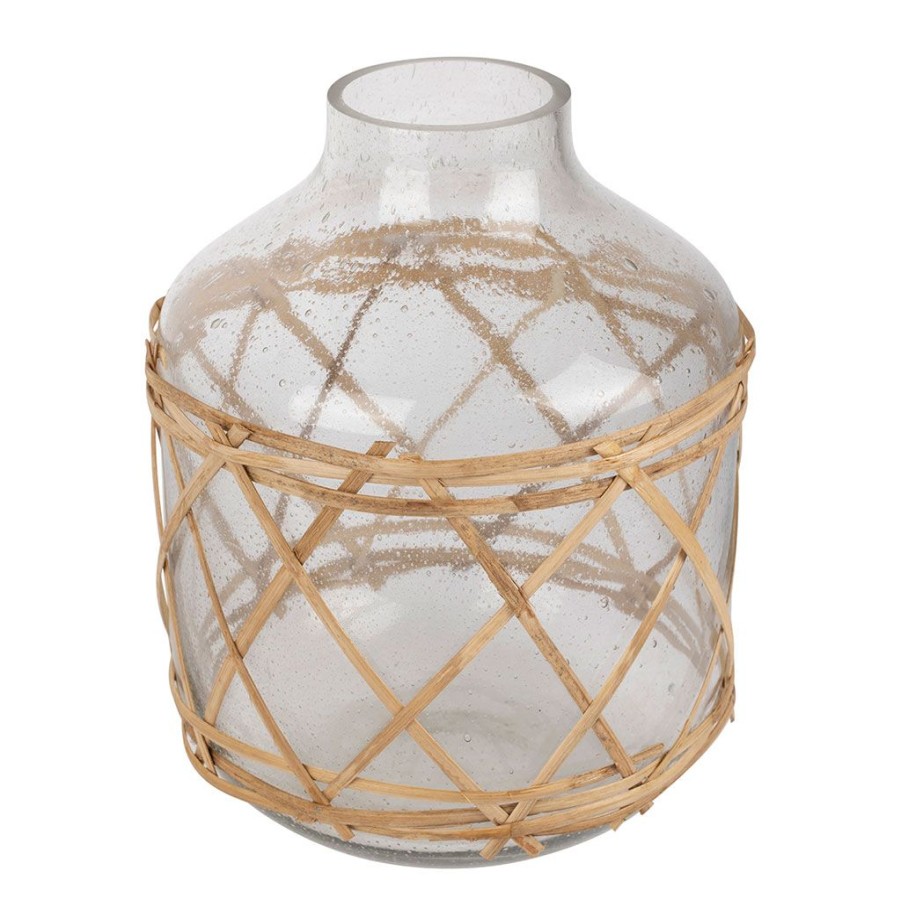 Deco Fabrique De Styles Vases Et Soliflores | Vase En Verre Et Bambou Naturel D17Cm - Vanier