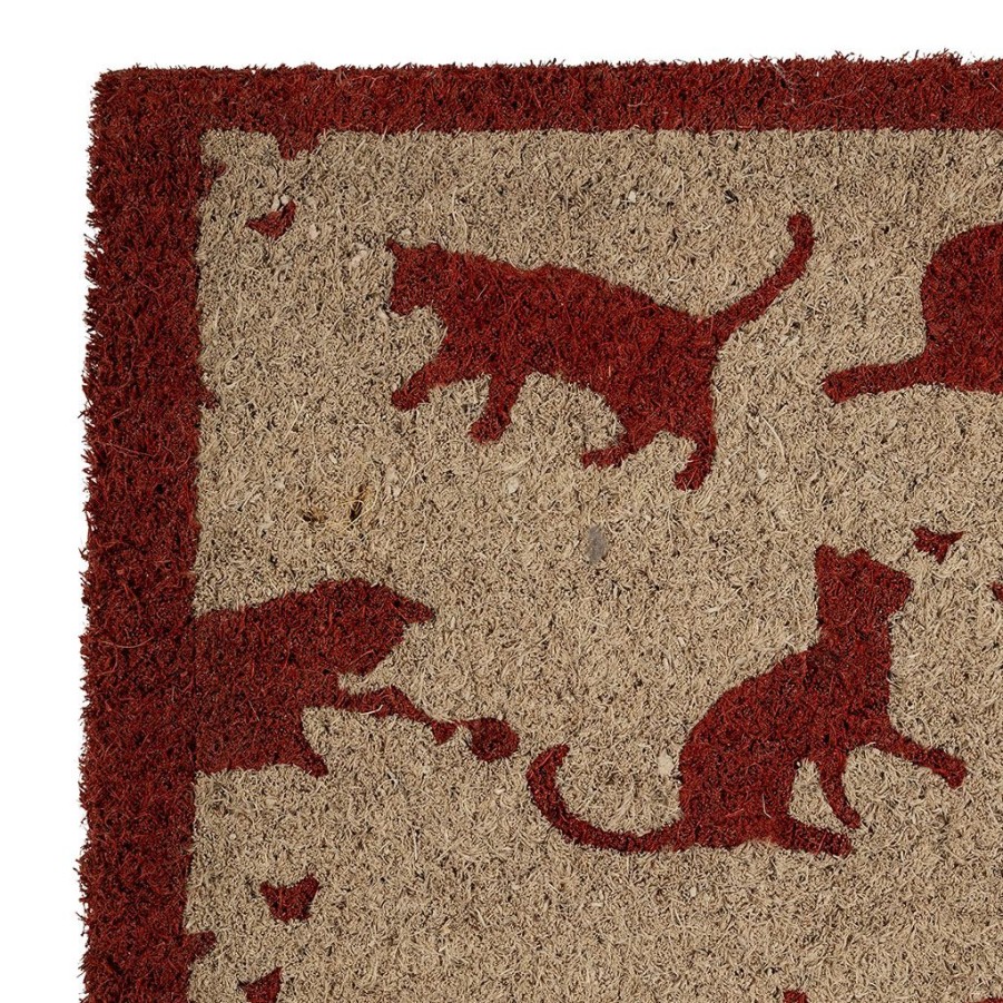 Droguerie Fabrique De Styles | Paillasson Chat Naturel Et Rouge 73X43Cm En Coco - Le Chat