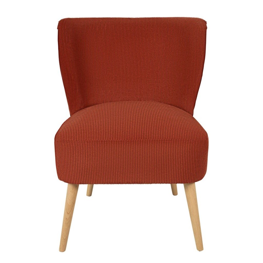 Meubles Fabrique De Styles Fauteuils | Fauteuil En Velours Cotele Terracotta - Eleonor