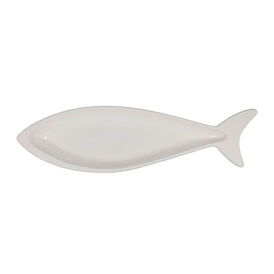 Arts De La Table Fabrique De Styles Plats Et Saladiers | Plat Poisson En Faience Blanc 50X13Cm - Darcy