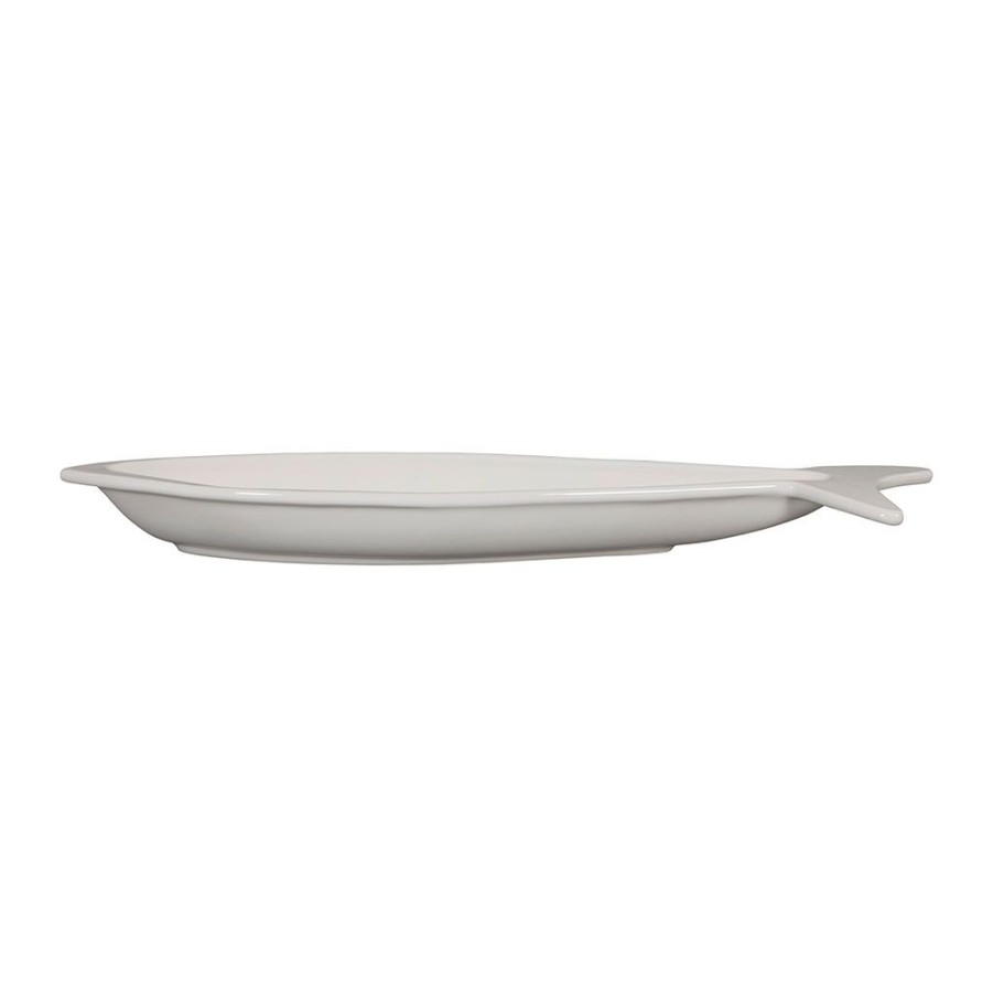 Arts De La Table Fabrique De Styles Plats Et Saladiers | Plat Poisson En Faience Blanc 50X13Cm - Darcy