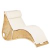 Jardin Fabrique De Styles Bains De Soleil&Chiliennes | Chaise Longue En Rotin Avec Coussin Blanc - Felice