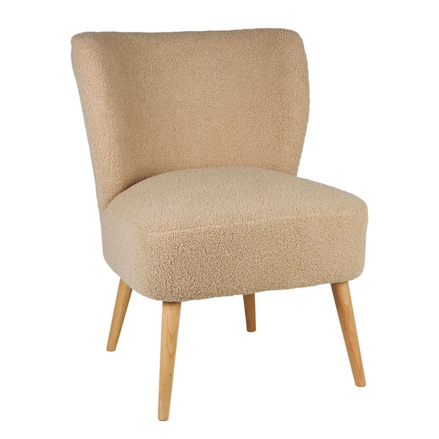 Meubles Fabrique De Styles Fauteuils | Fauteuil En Bouclette Sable - Claudine