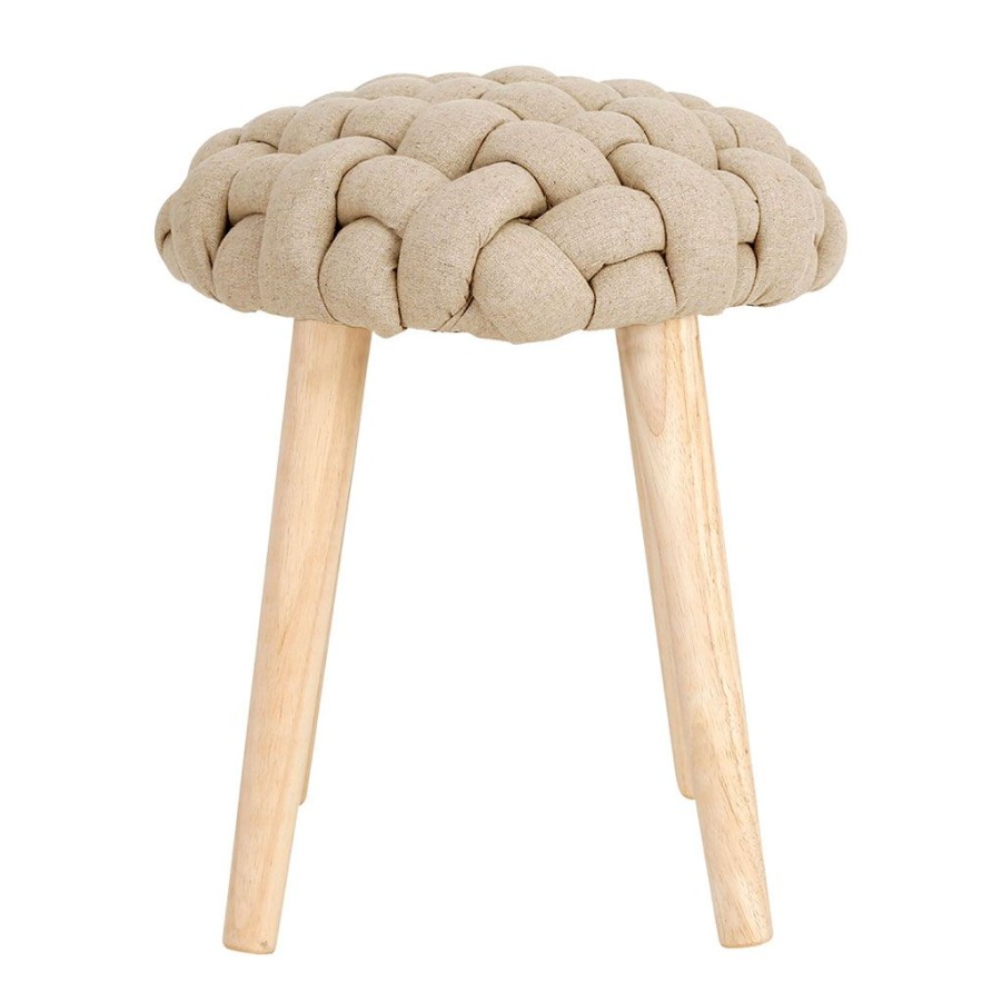 Meubles Fabrique De Styles Poufs Et Tabourets | Tabouret Naturel En Lin Et Pin - Element