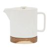 Arts De La Table Fabrique De Styles Theieres Et Cafetieres | Theiere Avec Filtre Blanc Mouchete 1.15L En Gres Et Dessous En Bois - Nordika