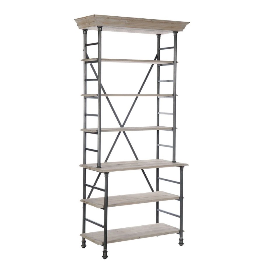 Meubles Fabrique De Styles Bibliotheques Et Etageres | Etagere Industrielle En Vieux Pin Et Fer 6 Niveaux H220Cm - Entrepot