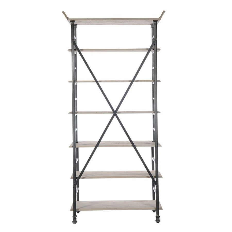 Meubles Fabrique De Styles Bibliotheques Et Etageres | Etagere Industrielle En Vieux Pin Et Fer 6 Niveaux H220Cm - Entrepot