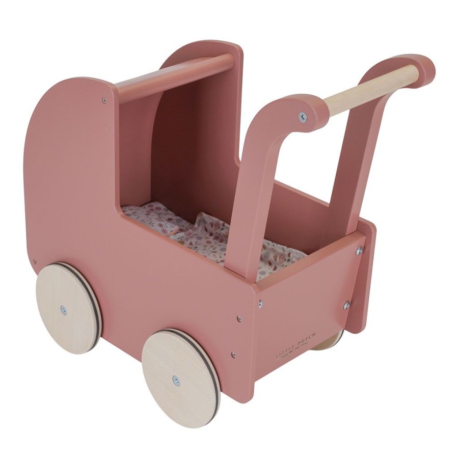 Coin Des Petits Fabrique De Styles | Landau Pour Poupee En Bois Rose