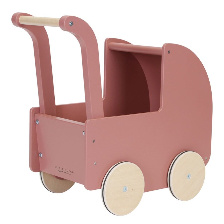 Coin Des Petits Fabrique De Styles | Landau Pour Poupee En Bois Rose