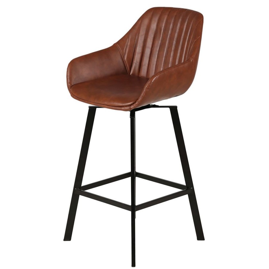 Meubles Fabrique De Styles Tabourets Et Chaises De Bar | Chaise Haute Pivotante Marron - Moss