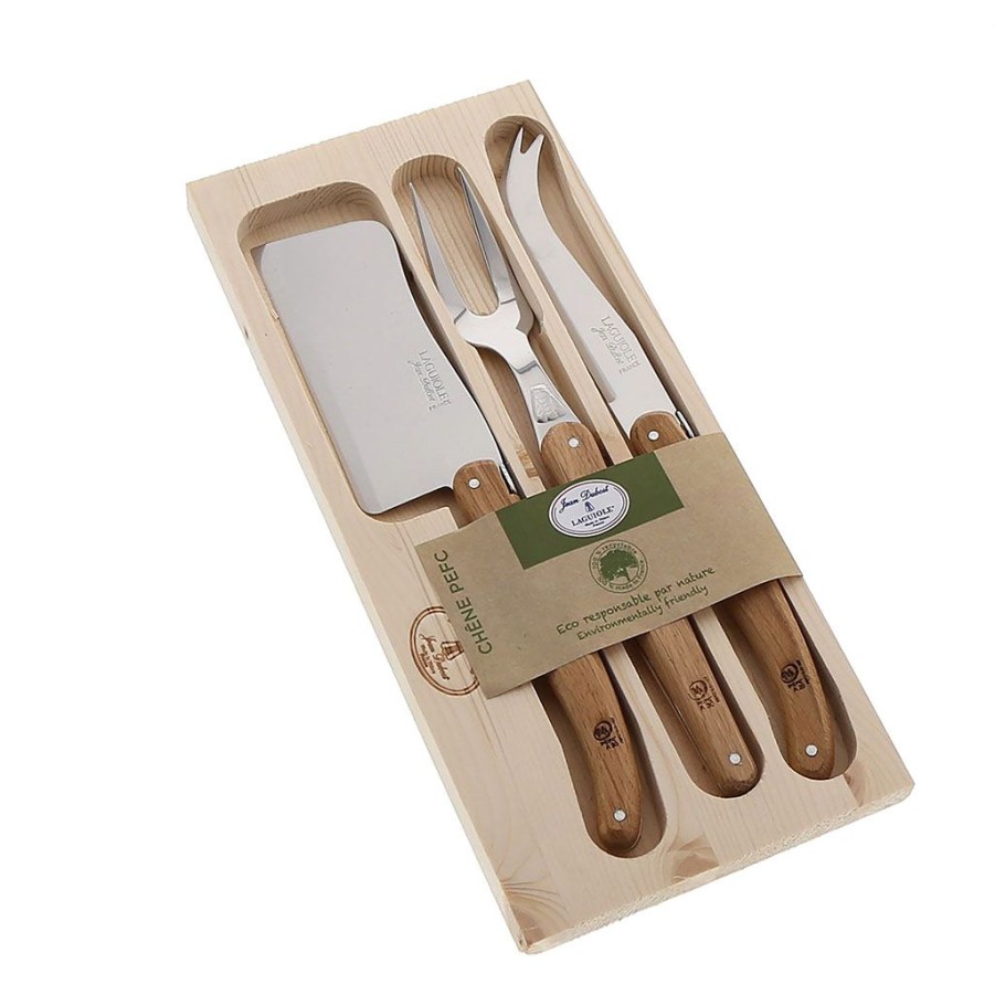 Arts De La Table Fabrique De Styles Ustensibles De Cuisine | Coffret Service A Fromage Avec Manche Chene Laguiole