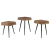 Meubles Fabrique De Styles Table Basses | Tables Basses Gigognes (X 3) En Teck Et Metal Hexagonales - Woody