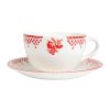 Arts De La Table Fabrique De Styles Tasses Et Mugs | Tasse Et Sous-Tasse En Faience Damier Rouge - Campagne